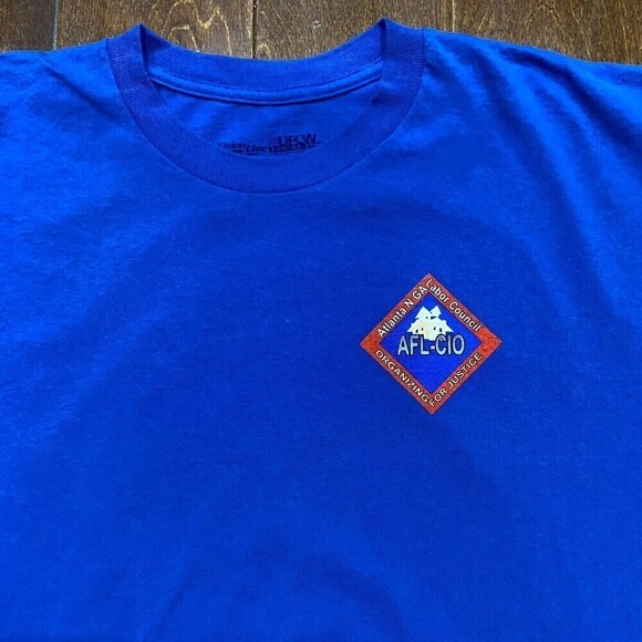 Union Line Atlanta Georgia Labor Day USA Eagle Workers Blue T-Shirt Men's XL - Picture 2 of 8
